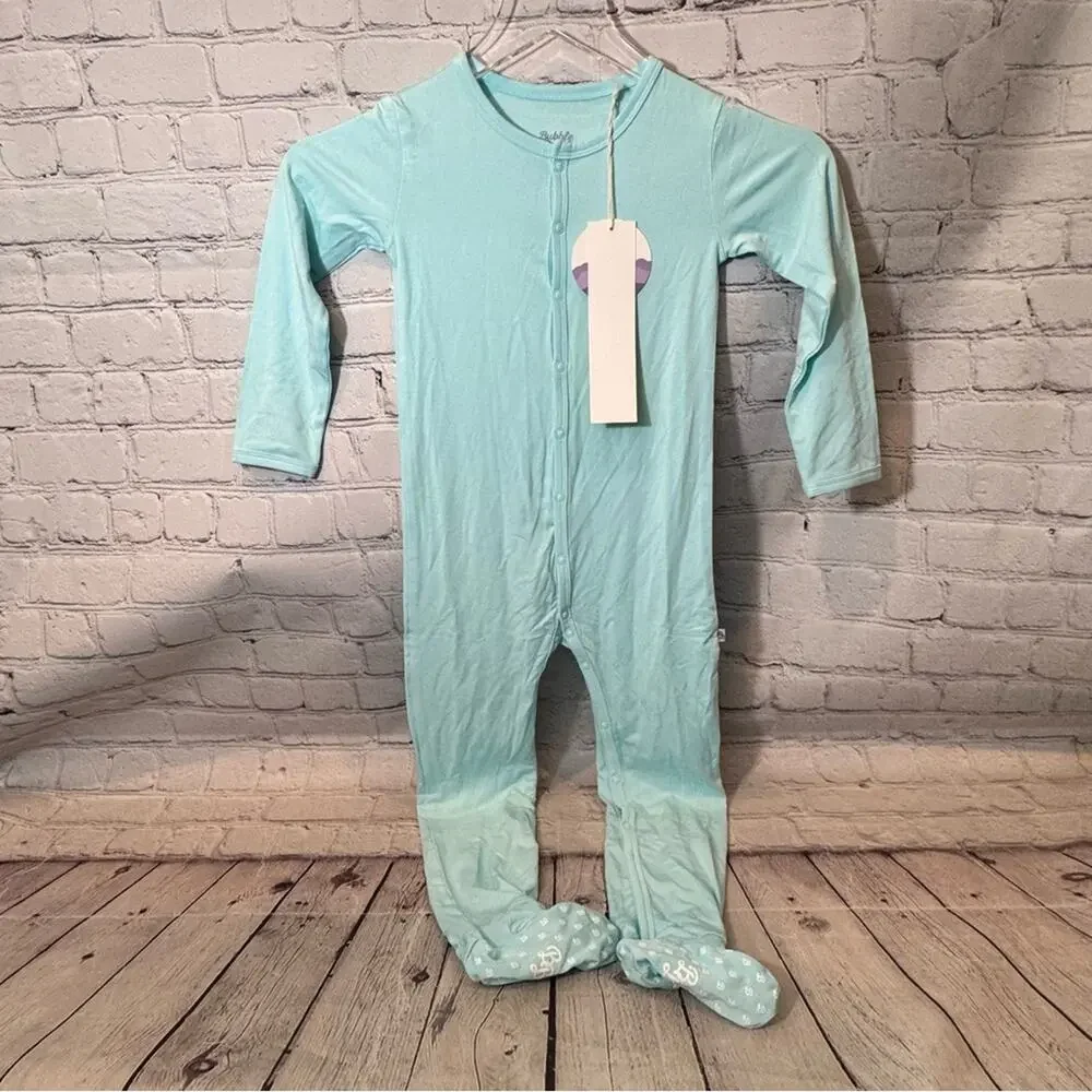Bubble Baby Powder Blue Snap Bamboo Footie